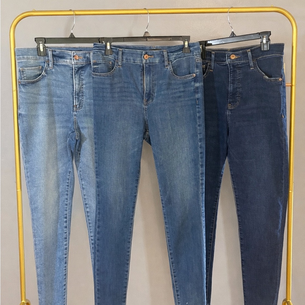 Express Women’s Size 10 Skinny Jeans — light, medium, & dark wash — raw hem